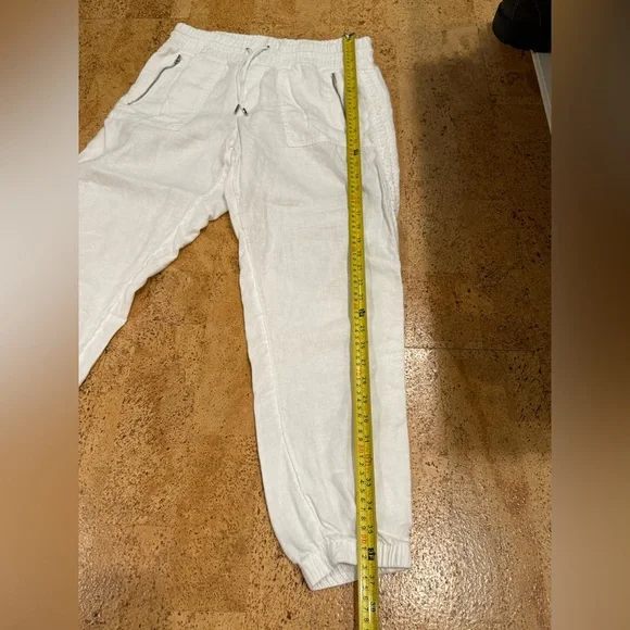 Athleta Cabo Linen Joggers Women's 8 White Chambray Pants 100% Linen Airy Beach - Picture 12 of 16